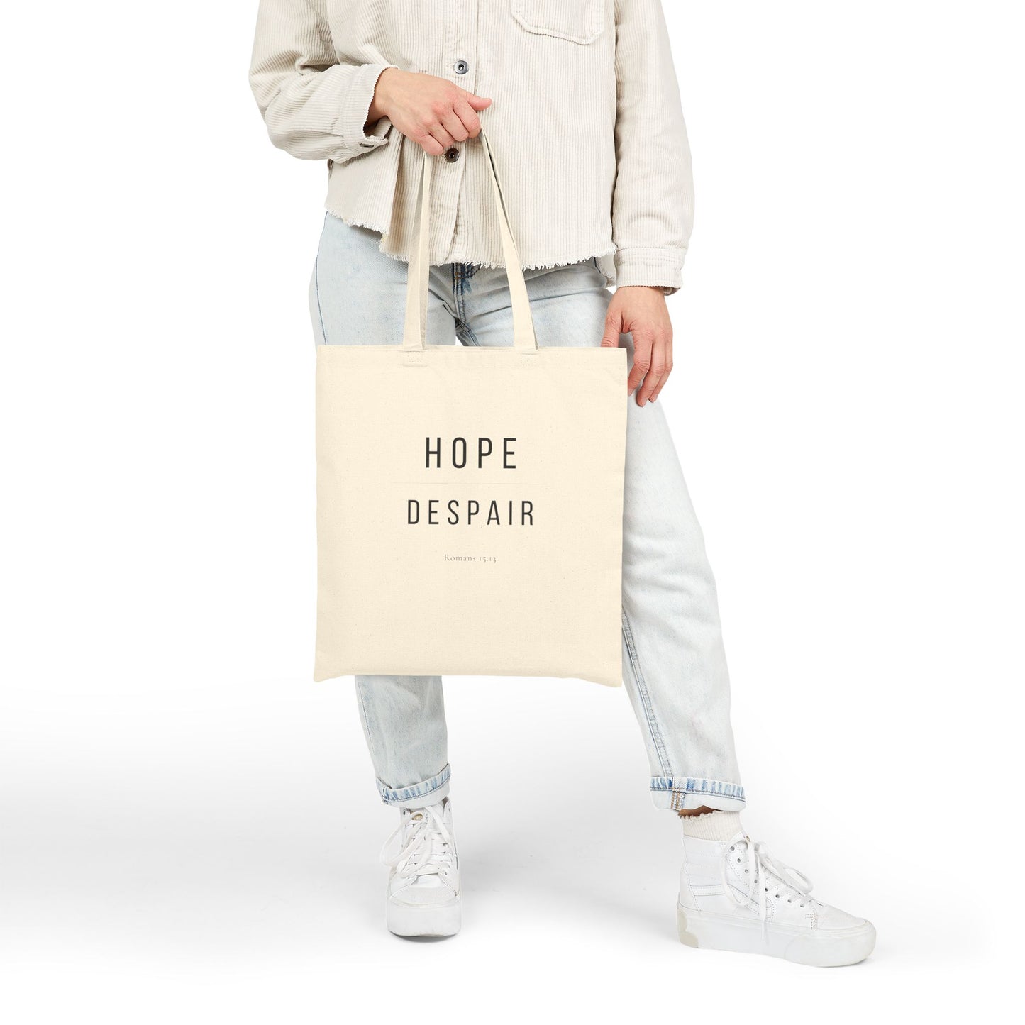 Hope Over Despair Christian Tote Bag — Root and Rise Co. — Romans 15:13 Cotton Canvas Tote