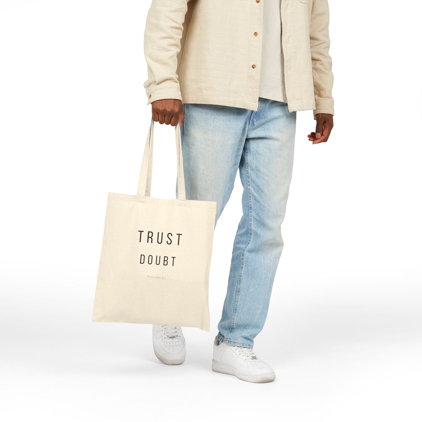 Trust Over Doubt Christian Tote Bag — Root and Rise Co. — Proverbs 3:5 Cotton Canvas Tote
