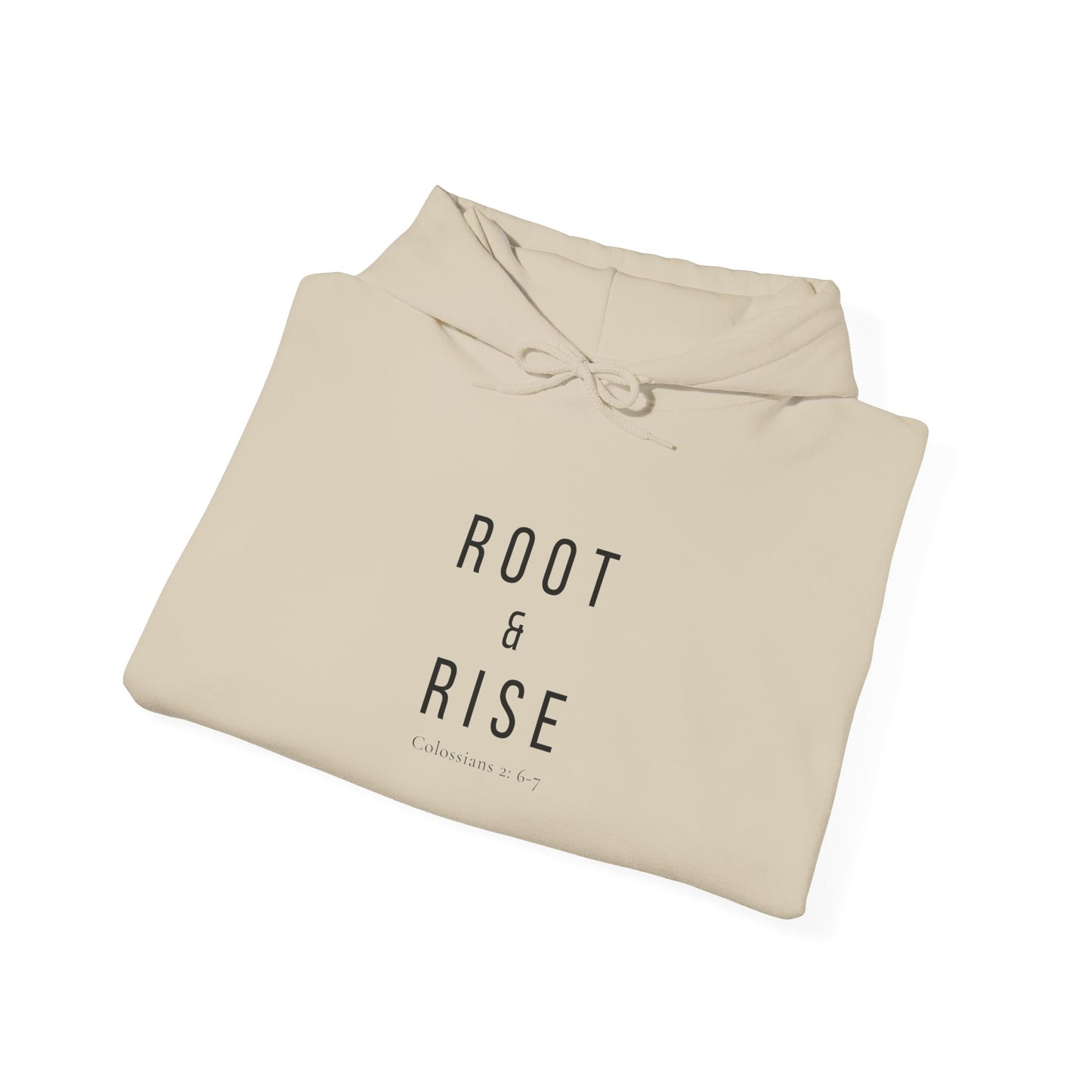 Root and Rise Christian Hoodie — Colossians 2:6-7 Gildan 18500 Unisex Sweatshirt