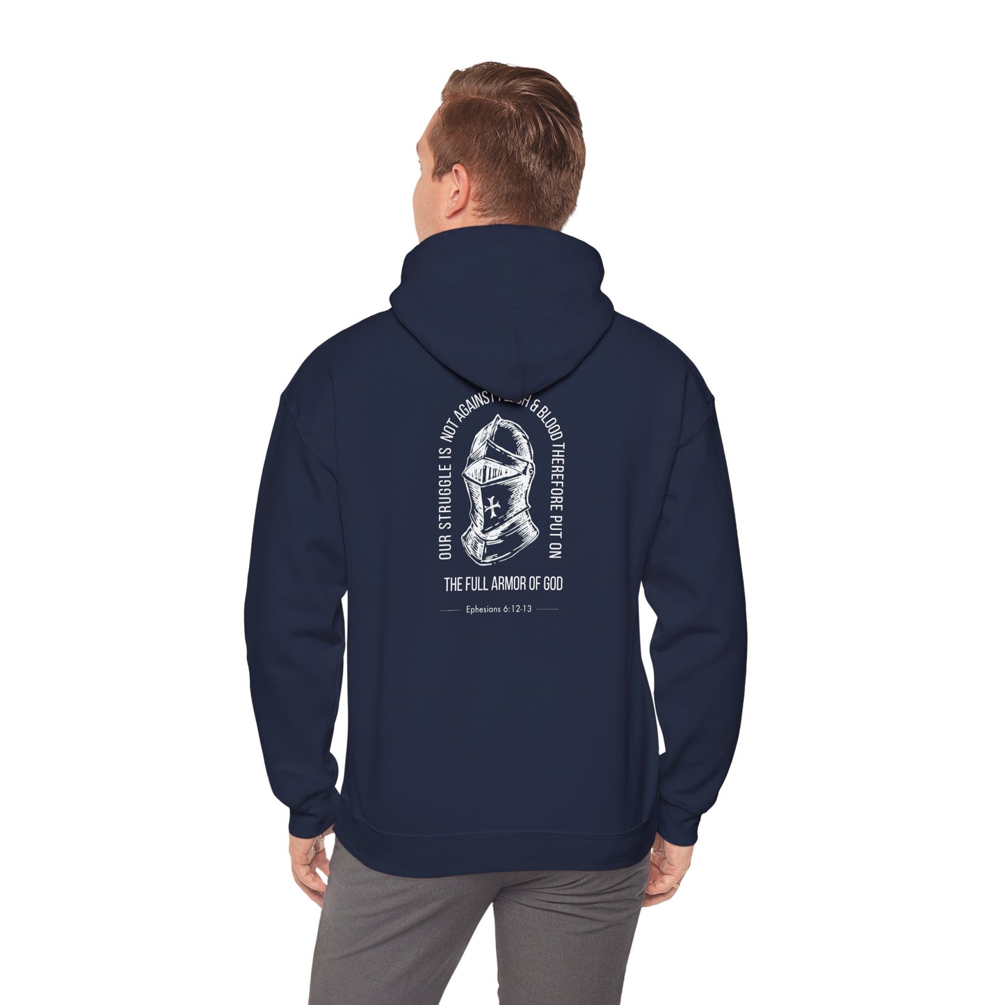 The Full Armor of God Christian Hoodie — Root and Rise Co. — Ephesians 6:12-13 Gildan 18500 Unisex Hoodie