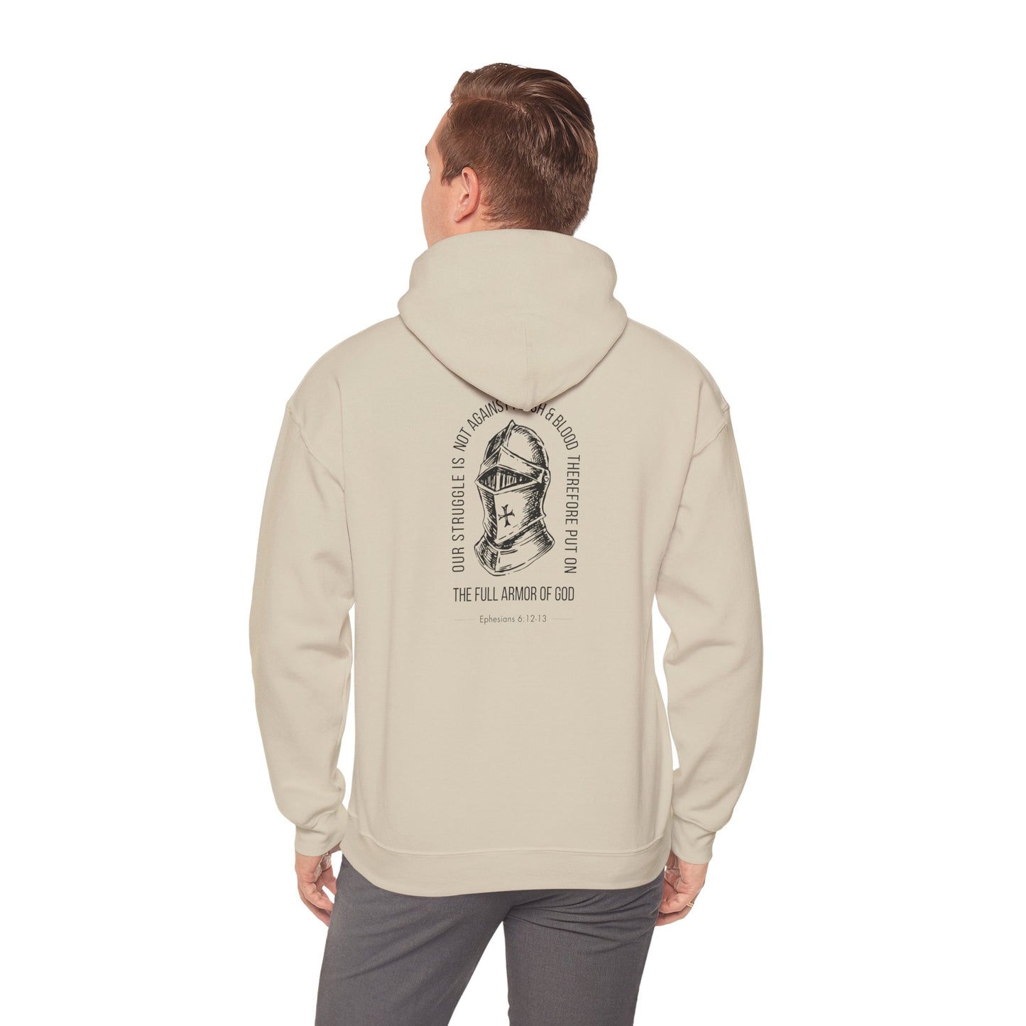 The Full Armor of God Christian Hoodie — Root and Rise Co. — Ephesians 6:12-13 Gildan 18500 Unisex Hoodie
