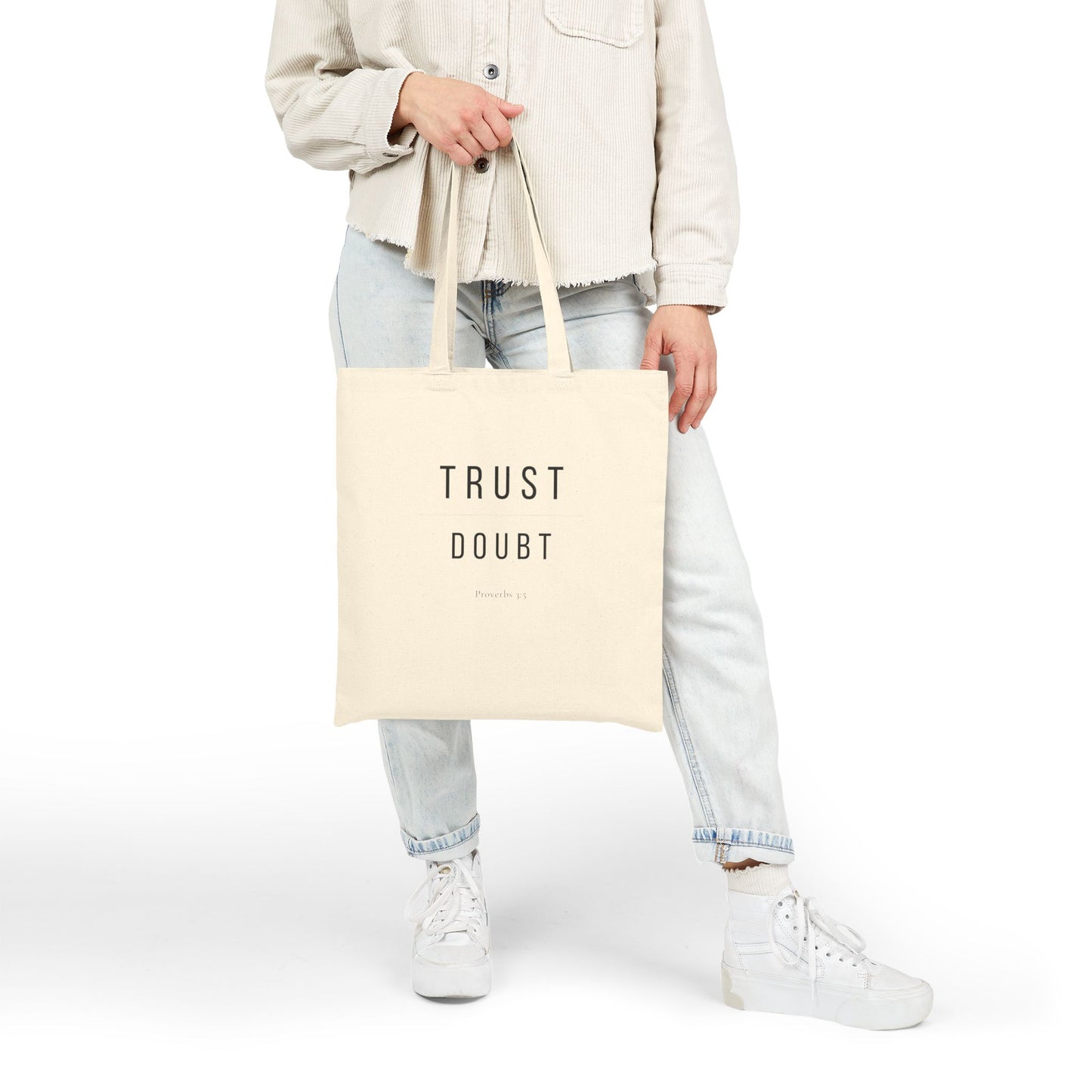 Trust Over Doubt Christian Tote Bag — Root and Rise Co. — Proverbs 3:5 Cotton Canvas Tote