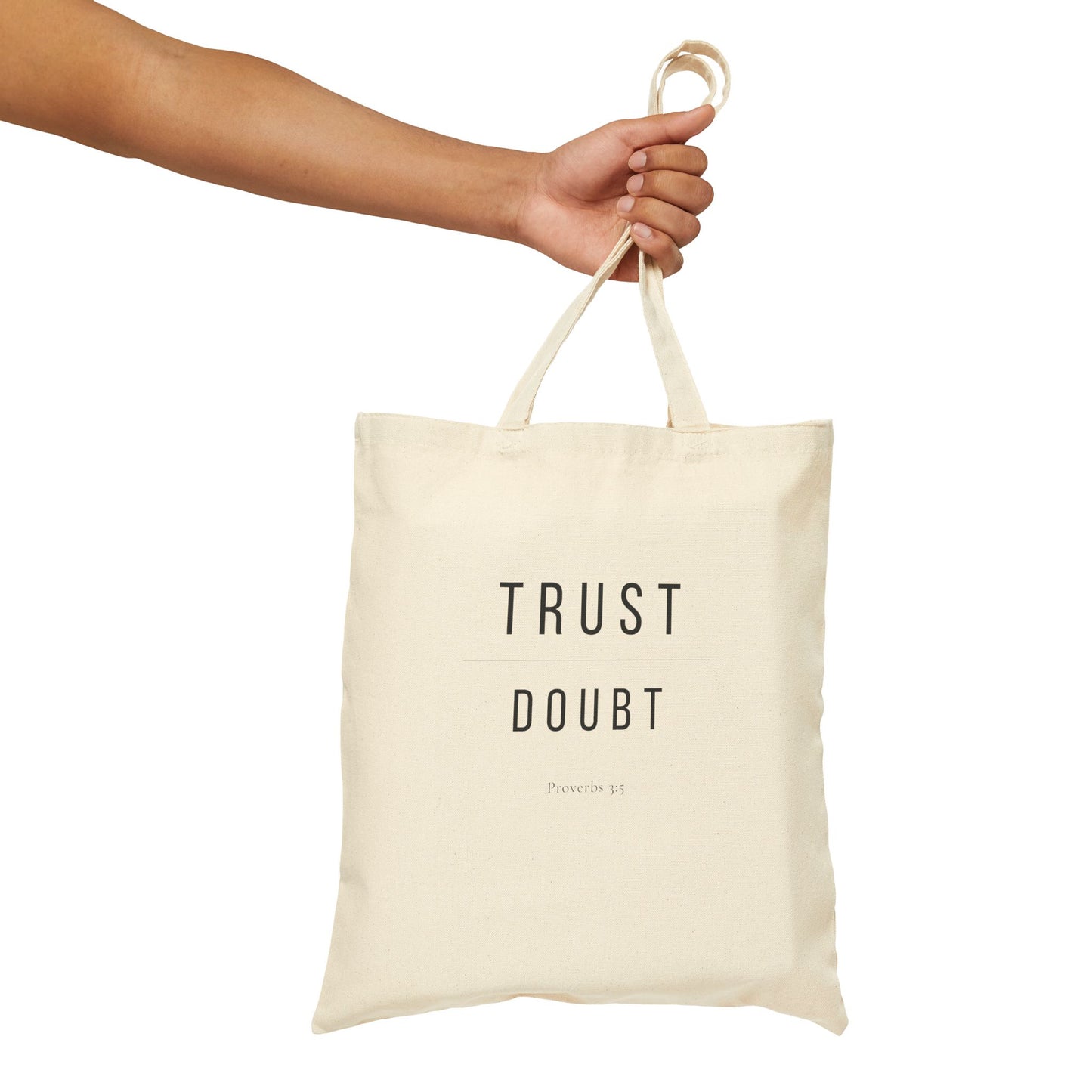 Trust Over Doubt Christian Tote Bag — Root and Rise Co. — Proverbs 3:5 Cotton Canvas Tote