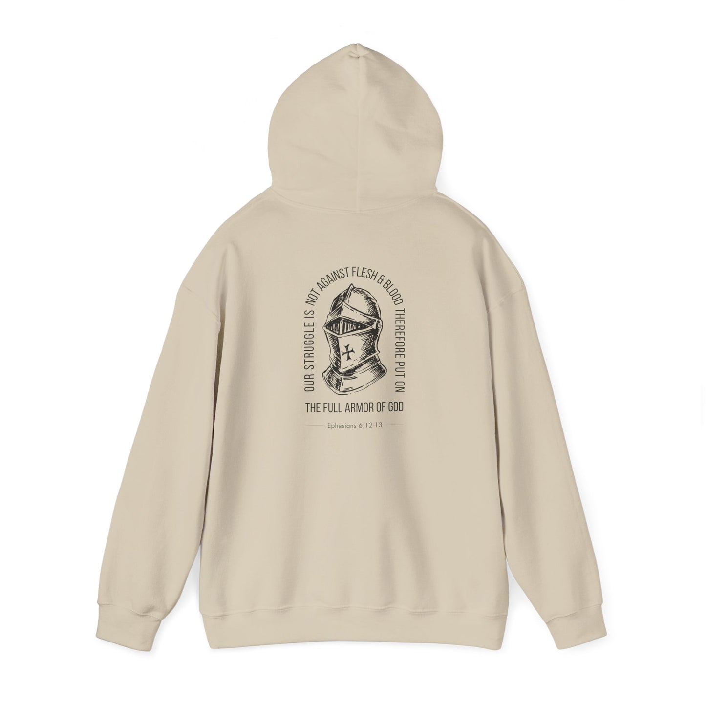 The Full Armor of God Christian Hoodie — Root and Rise Co. — Ephesians 6:12-13 Gildan 18500 Unisex Hoodie