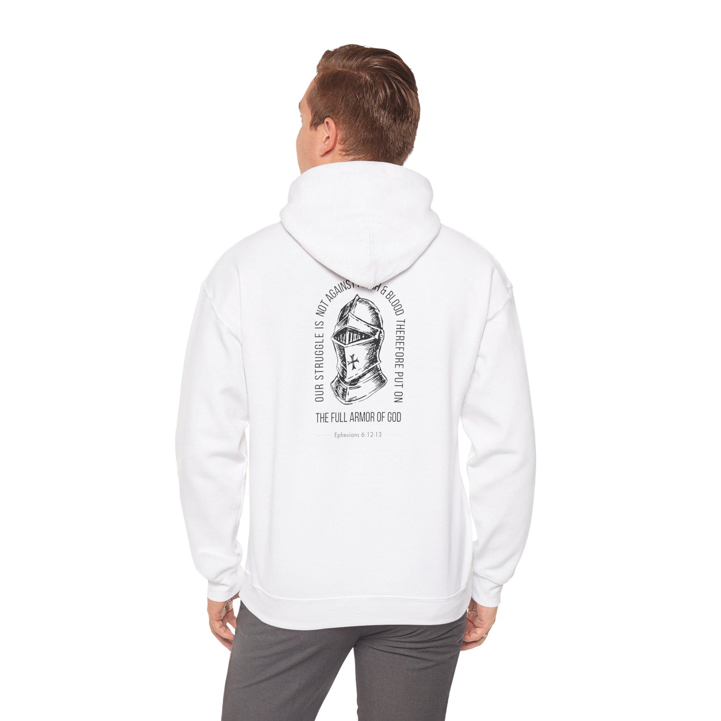 The Full Armor of God Christian Hoodie — Root and Rise Co. — Ephesians 6:12-13 Gildan 18500 Unisex Hoodie