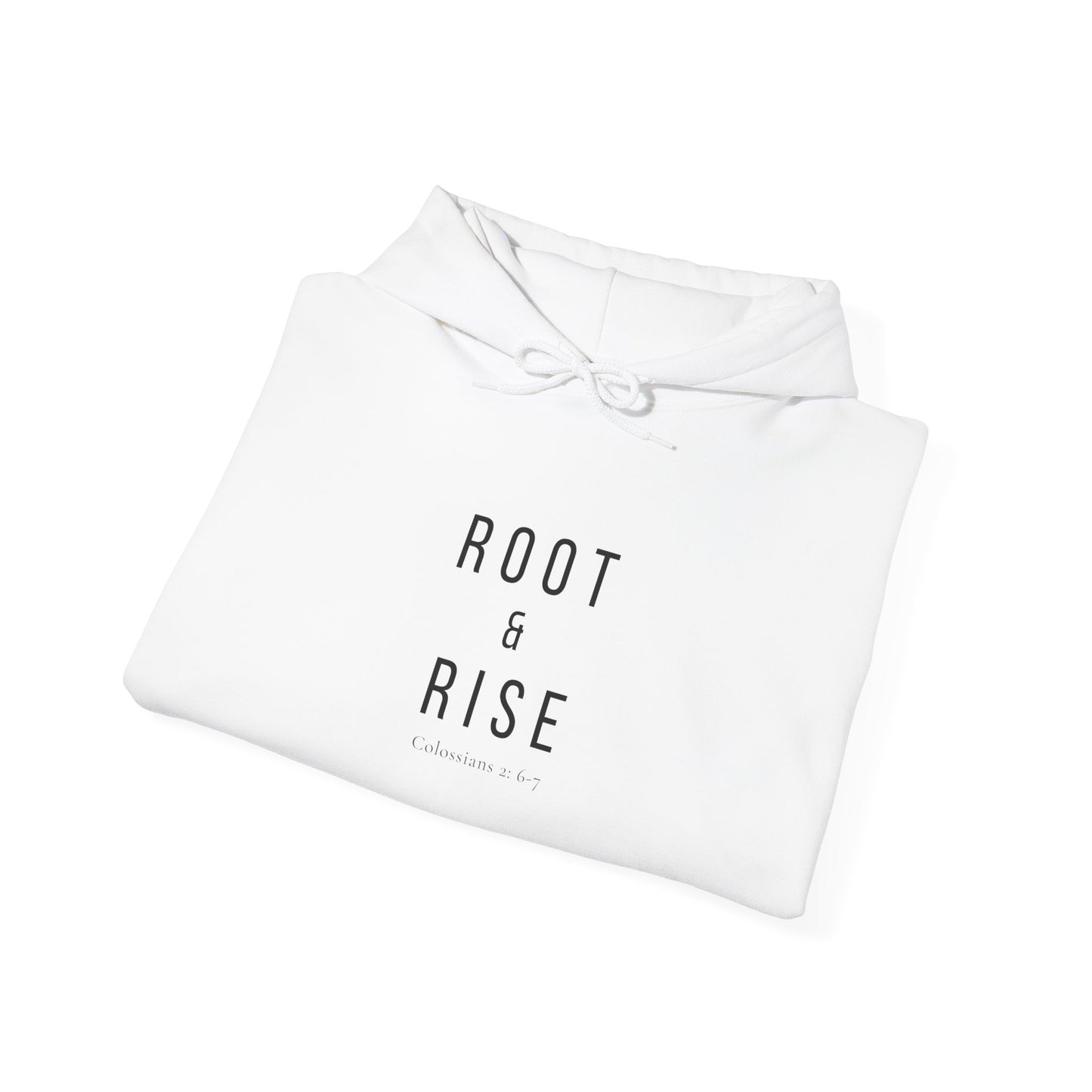 Root and Rise Christian Hoodie — Colossians 2:6-7 Gildan 18500 Unisex Sweatshirt