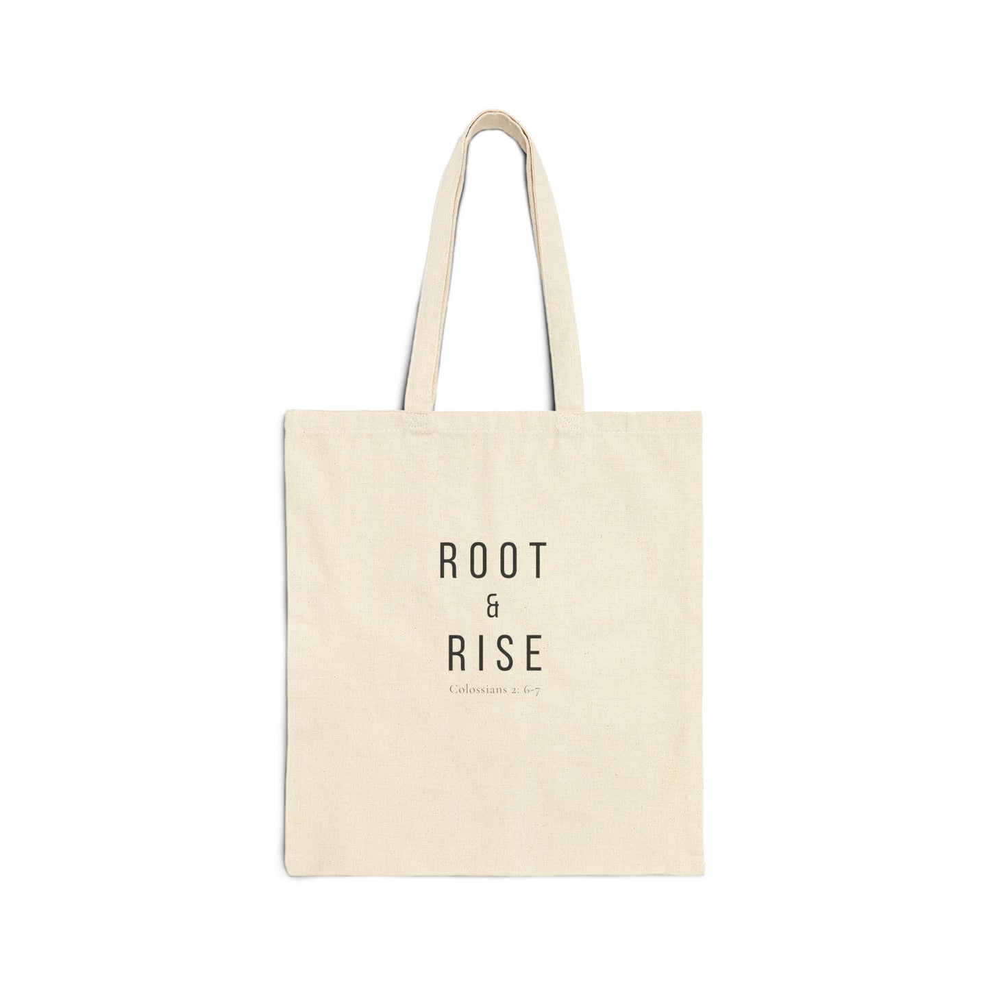 Root and Rise Christian Tote Bag — Root and Rise Co. — Colossians 2:6-7 Cotton Canvas Tote