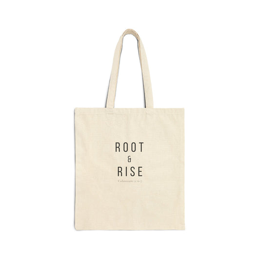 Root and Rise Christian Tote Bag — Root and Rise Co. — Colossians 2:6-7 Cotton Canvas Tote