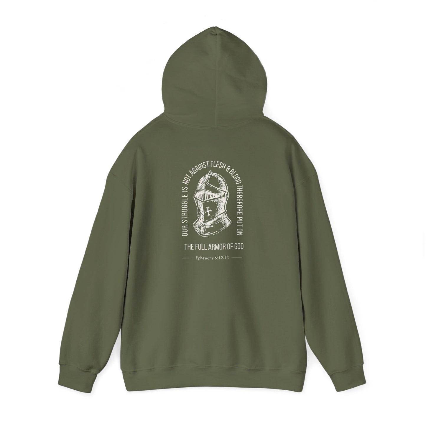 The Full Armor of God Christian Hoodie — Root and Rise Co. — Ephesians 6:12-13 Gildan 18500 Unisex Hoodie