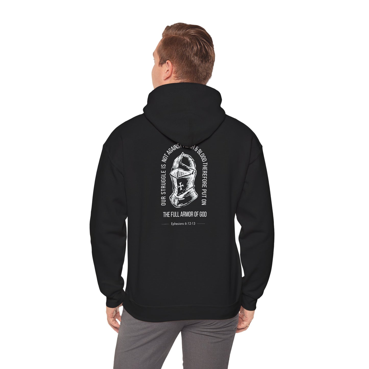 The Full Armor of God Christian Hoodie — Root and Rise Co. — Ephesians 6:12-13 Gildan 18500 Unisex Hoodie
